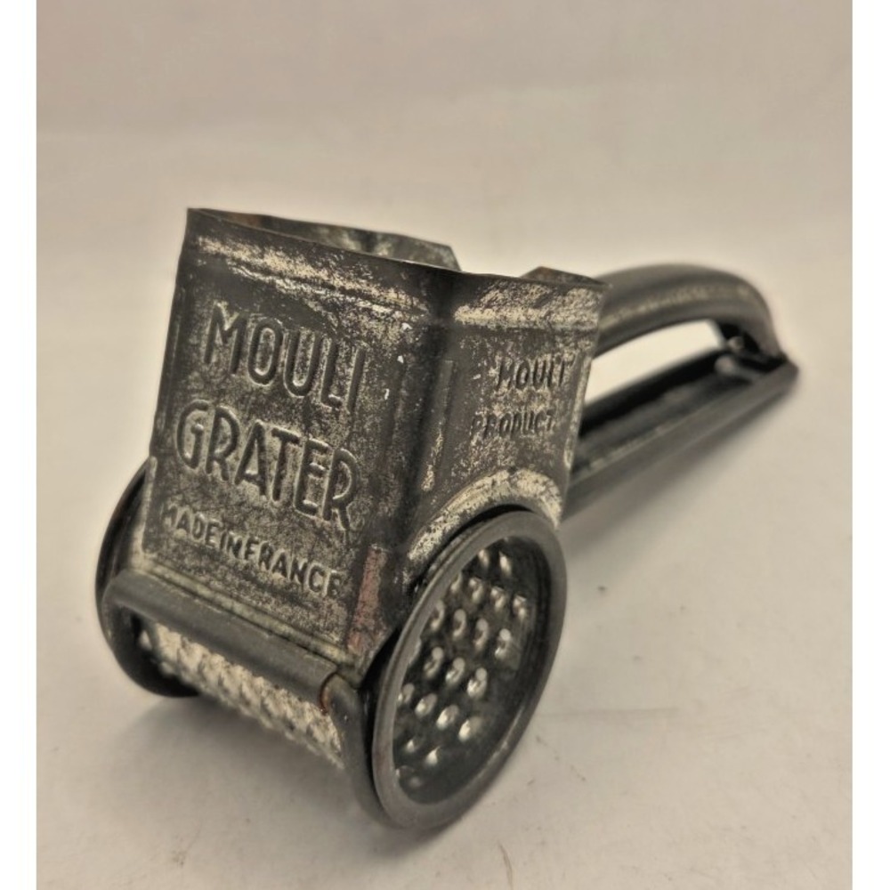 Antique Vintage MOULI Rotary Hand Cheese Grater Red Handle Made in France